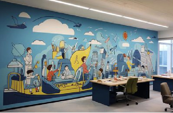 榆林市办公室墙绘的特点。